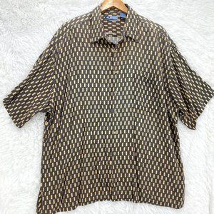 Vintage Corsini Men's Casual Retro Multicolor Geometric Button Down Shirt 2XL